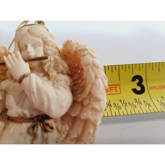 Vintage Christmas Angel Ornament Resin with White Faux Pearl Cord Hanger - Picture 4 of 7